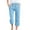 Light Blue, variant on leijia Linen Capri Pants for Women Elastic Waisted Drawstring Capris Solid Color Plus Size Straight Pants with Pockets