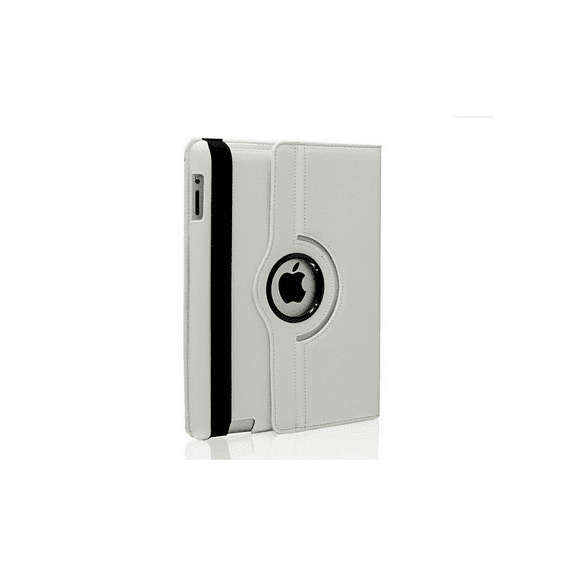 360 Degree Rotating PU Leather iPad 4 Case with Screen Protector Cover Multi-angle Stand Folio Cover with Smart Wake Up Sleep for Apple iPad 2/iPad 3/iPad 4(White)