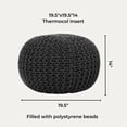 thumbnail image 3 of bellolin Hand-Knitted Round Boho Pouf | Cable Knitted Cord Boho Pouffe | Stuffed Poof Accent Beanbag Chair | Footrest for Living Room, Bedroom, Nursery, Covered Patio (19.5"X19.5" X14") (Gray), 3 of 7