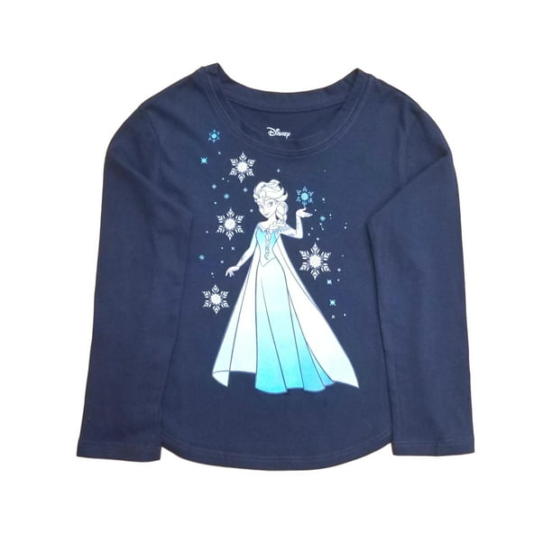 Disney Disney Frozen Toddler Girls Long Sleeve Navy Blue Elsa TShirt