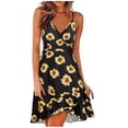 thumbnail image 1 of Vestido HUOGUO, sin mangas, cuello en V, estampado casual, para mujer, 1 of 5