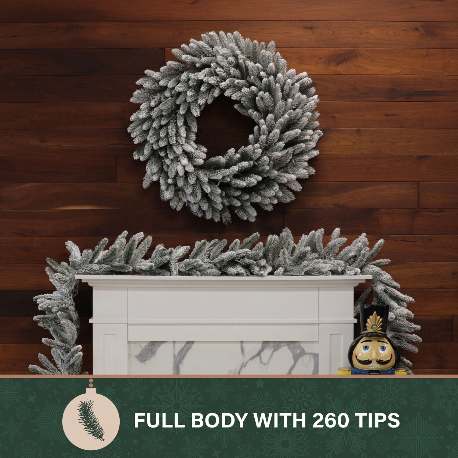 Fraser Hill Farm 36 in Icy Frost Snow Flocked Wreath, FFIF036WR-0SN