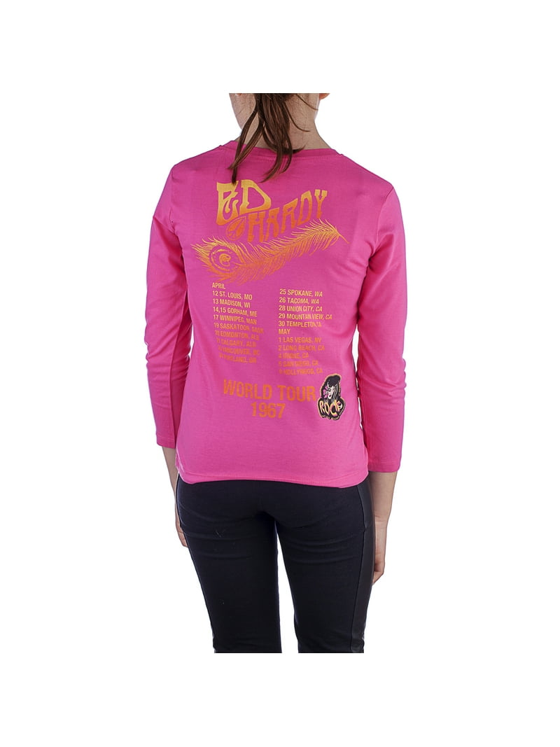 Ed Hardy ピンク Tシャツ Ed Hardy Little Girls' Rose T-Shirt - Hot Pink - 5/6 - Walmart.com