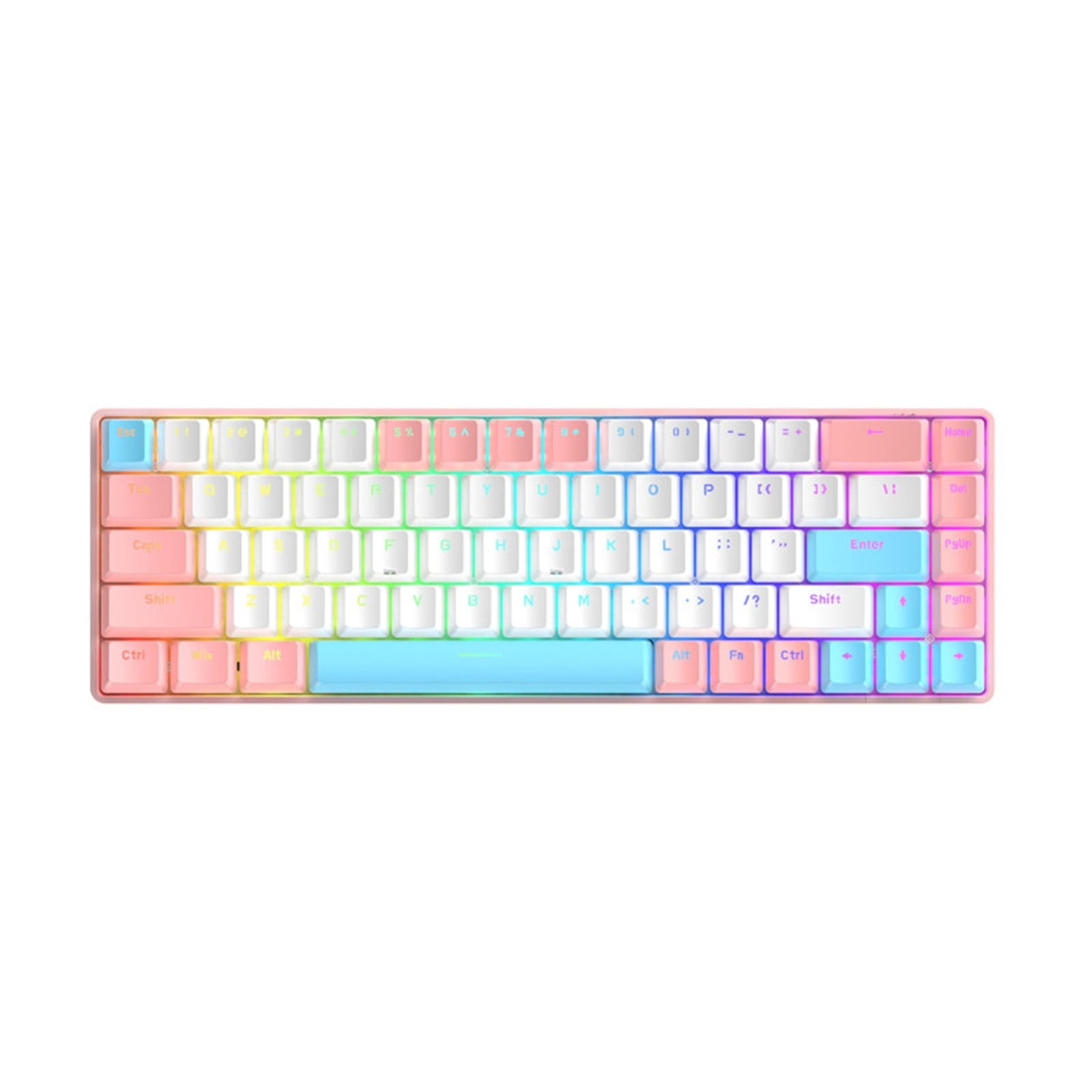 68-Key Type-C Wired RGB Backlit Mechanical Gaming Keyboard with Blue Switch, Anti-Ghosting, 18 RGB Modes, for Gaming, Office, Typing