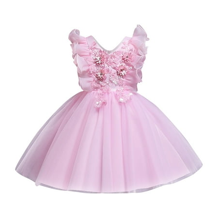 

Tengma Toddler Girls Dresses Dress Sleeveless Princess Flower Mesh Dress Wedding Dress For Children Clothing Fashion Wedding Party Princess Dress Pageant Gown Pink 140