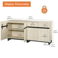 thumbnail image 2 of WAMPAT Modern Wood Credenza, 2 in 1 Sideboard Buffet, 63" Kitchen Storage Cabinet, Adjustable Shelf, Doors, Coffee Bar Accent Cabinet for Dining Room, Living Room, Light Oak, 2 of 6