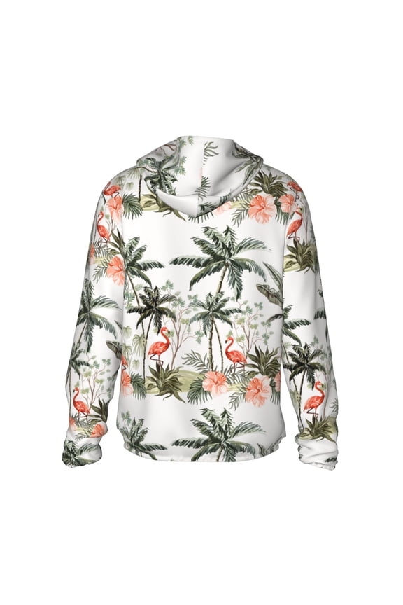 Flamingo Palm Trees Print Women Men Sun Protection UPF 50+ Jackets Zip Up Long Sleeve Hoodie Hiking Lightweight with Pockets