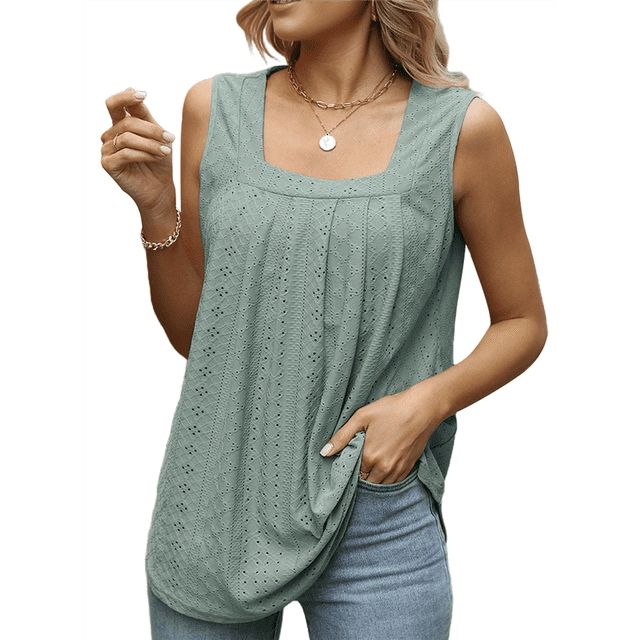 Camiseta Sin Mangas con Cuello Cuadrado y Volantes para Mujer, Camiseta Sin Mangas A Rayas, Informal, Holgada, de Verano Judías L