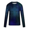 thumbnail image 5 of Blusas y camisas de manga larga con cuello redondo para hombre, blusa informal de manga larga con cuello redondo y estampado de rayas, blusa de poliéster para hombre, 5 of 5