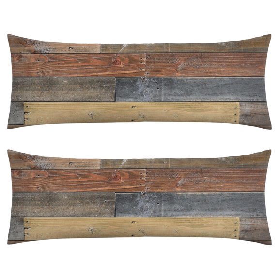 Rustic Wood Grain Body Pillow Cover 20x54 - Soft Breathable Full Length Pillow Case with Invisible Zipper, Farmhouse Style Weathered Wood Texture Maternity Pillow Protector