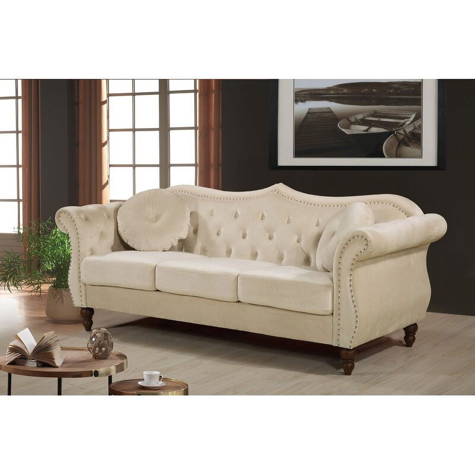 Uspridefurniture Evianna Sofa, Beige Velvet