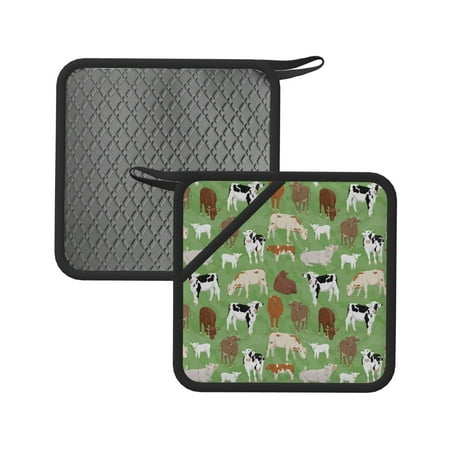 

Sikiie Cows And Calves Pot Holders Kitchen Insulation Mats Heat Resistant Pot-Holder Oven Anti-Scald Pads for Cooking Baking 7.1*7.1inch