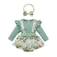 thumbnail image 2 of Faithtur Tenue Bébé Fille, Bretelles à Épissure Florale Jupe Romper + Bandeau, 2 of 8