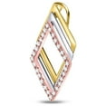 thumbnail image 2 of 10kt Tri-Tone Gold Womens Round Diamond Diagonal Square Fashion Pendant 1/6 Cttw, 2 of 2