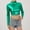 F-418Green, variant on Women's Cropped Top Long Sleeve Turtleneck Solid Color Metallic Leather Comfortable Stylish Slim Fit Tee For Party Daily Wear,Silver,Xxl