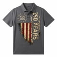 thumbnail image 2 of Men Polo Shirts Golf Short Sleeve Collar Shirt 250 Years Anniversary Classic Loose Plus Size Casual Graphic Men's Shirts Grey XL, 2 of 4