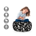 thumbnail image 2 of Monochrome Storage Toy Bag Chair, Monotone Composition with Swirled Foliage Flowers on Dark Background, Stuffed Animal Organizer Washable Bag, Small Size, Charcoal Grey White, by Ambesonne, 2 of 3
