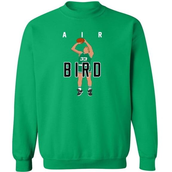 GREEN Celtics Larry Bird Air Pic Crew Neck Sweatshirt ADULT