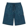 thumbnail image 3 of XFeng Men Black Embossed Jacquard Shorts Drawstring Elastic Waist Casual Knee‑Length Shorts, 3 of 7