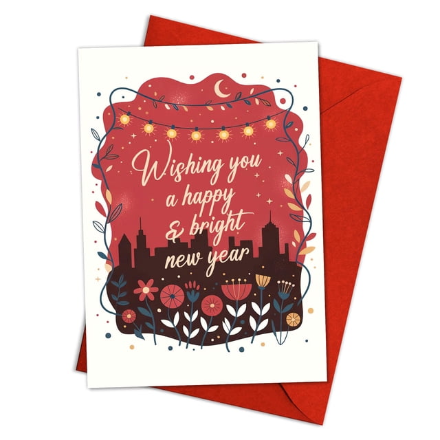 Tarjeta de felicitación Podagree Happy New Year 2026, diseño colorido