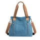 thumbnail image 1 of Bolso tote vintage multibolsillos de lona para mujer azul, 1 of 5
