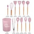 thumbnail image 2 of Silicone Cookware Set - high temperature resistant silicone cookware, wooden handle and stand, non-stick cookware, 2 of 5