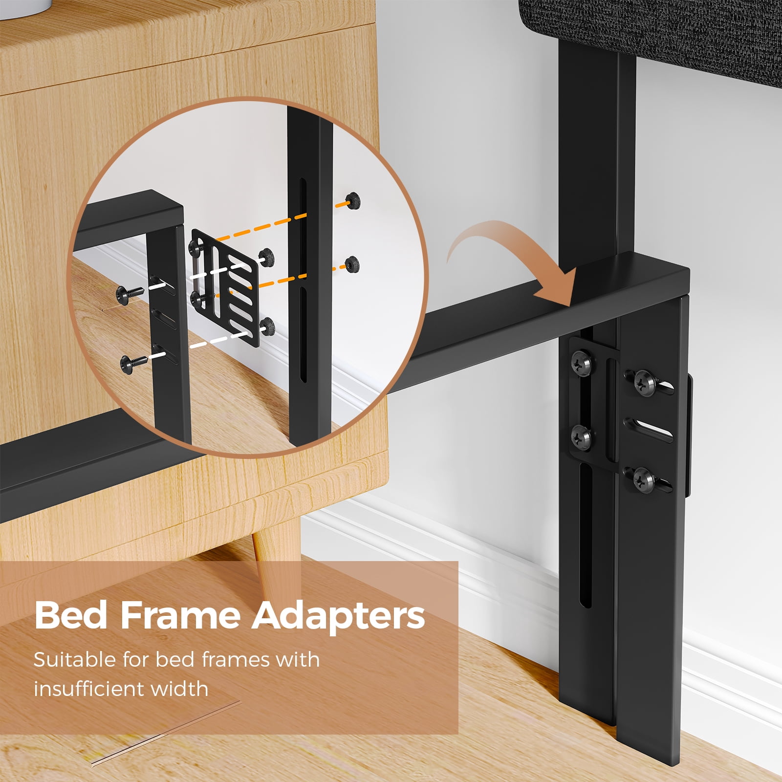 Adjustable Upholstered Headboard for King/California King, RGB LED, Charging Station, Dark Grey