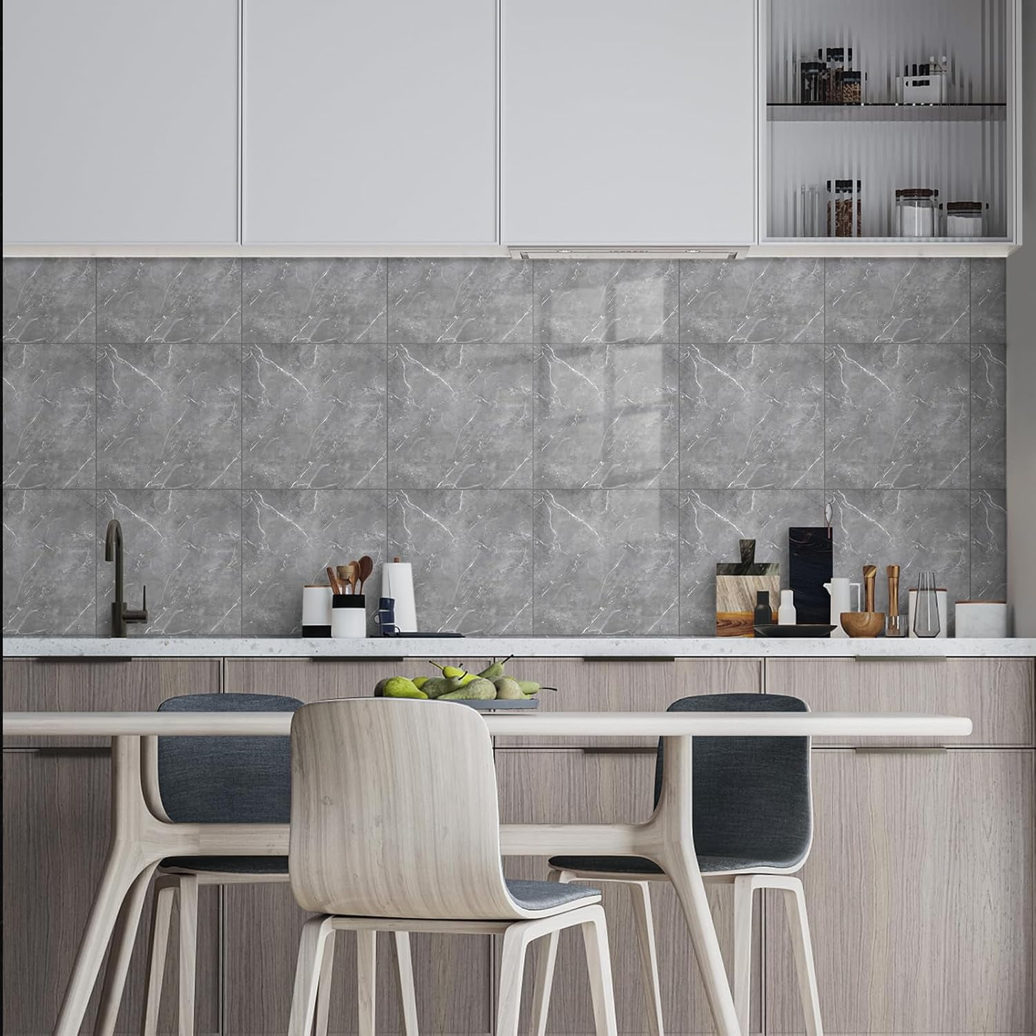 UMIGGEE Backsplash Tile for Kitchen Peel and Stick, 20-Sheet Stick on Subway Tiles for Kitchem, Bathroom Back Splashes, 11.8" x 11.8", Grey