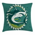 thumbnail image 1 of Sea Animal Decor Throw Pillow Cushion Cover, Graphic of Shark Hunter in Dark Murky Colors Sharp Teeth Fish Marine Nautical, Decorative Square Accent Pillow Case, 24 X 24 Inches, Green, by Ambesonne, 1 of 2