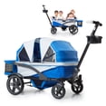thumbnail image 1 of Gladly Family Anthem4 Quad All-Terrain Wagon Stroller with Easy Push and Pull, Removable XL Canopies, and Sturdy, Safe Folding for Storage and Transport, Electric Silver, 1 of 5
