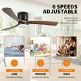 thumbnail image 5 of Tower Fan 52 inch Black Wood Ceiling Fans with Lights and Remote, Modern Flush Mount Low Profile Ceiling Fan with Light, 6 Speed, Reversible DC Motor, for Bedroom/Outdoor/Farmhouse/Patios,Box Fan, 5 of 8