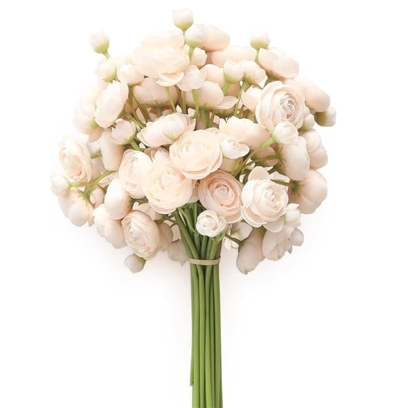 18 Pcs Artificial Ranunculus Flowers,Faux Silk Ranunculus,Bulk Fake Vase Filler Flowers,DIY Cream Peonies Bouquets,for Home Decor,Wedding,Table Centerpiece and Bridal Shower (Cream)