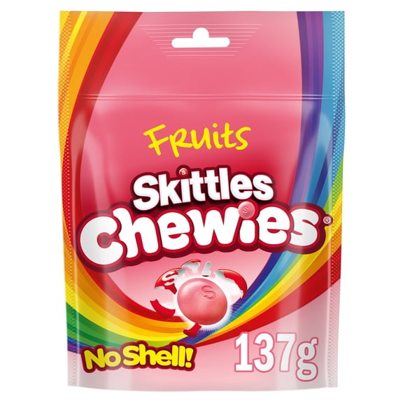 Skittles Chewies Vegan Sweets Fruit Pouch Bag 137g, Imported from Britain