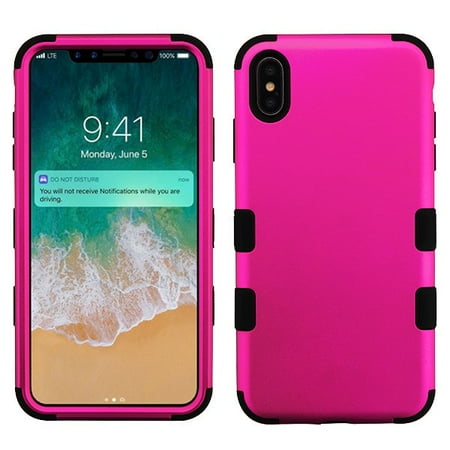 - Apple iPhone Xs Max (6.5 in) Phone Case Tuff Hybrid Shockproof Impact Rubber Dual Layer Hard Soft Protective Hard Case Cover Titanium Pink Black Phone Case for Apple iPhone Xs Max