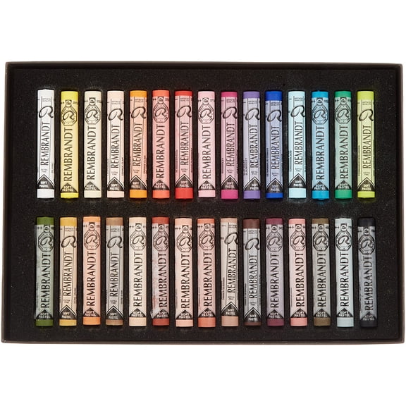 Rembrandt Royal Talens Soft Pastels General Wood Box Set, 30 Stick