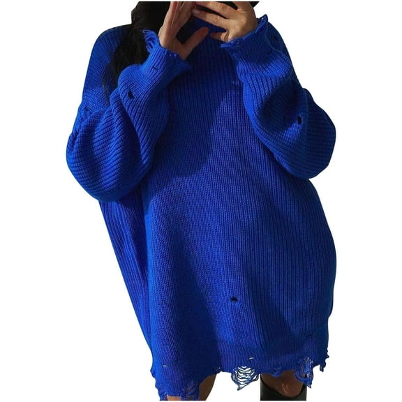 Viikei Cardigan Sweaters for Women Plus Size Women's Fashion Round Neck Medium Long Knitted Long Sleeve Sweater Top Jacket