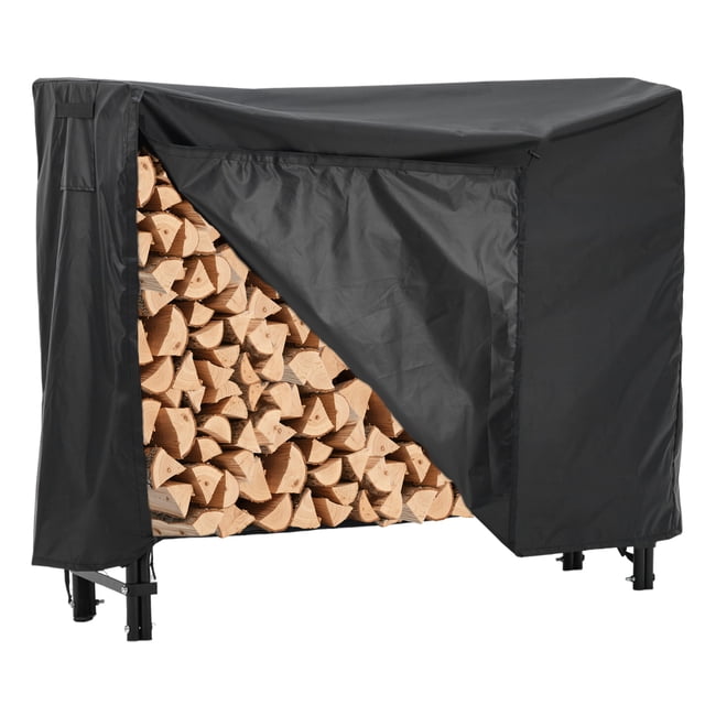 Kojooin Firewood Log Rack with Cover, Heavy Duty Indoor Outdoor Wood Storage Rack with Waterproof Oxford Fabric