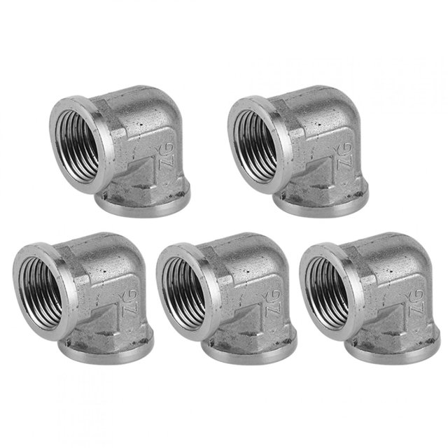 Adaptador de conexión de tubería, 5 piezas, conector de codo de acero inoxidable 304, adaptador de tubería, materiales ecológicos