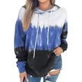 thumbnail image 3 of Sudadera casual elástica de manga larga azul con estampado para mujer, talla XL, sudadera con capucha degradada, 3 of 5
