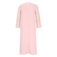 thumbnail image 4 of USSUMA Summer Dresses for Women 2025 Summer Dress Long Sleeve Crew Neck Casual Solid Color Retro Maxi Dress Trendy Dress Comfortable Skirts Bachelor Party Clearance Sale Pink Dress Size-S, 4 of 6