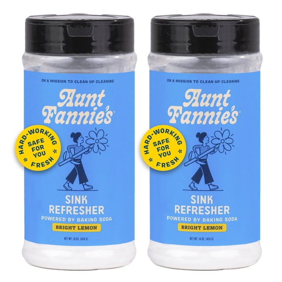 Aunt Fannie's Sink Refresher, Bright Lemon Powder Scrub and Odor Minimizer for Sinks, Drains and Garbage Disposals, 16 Ounces (Pack of 2)