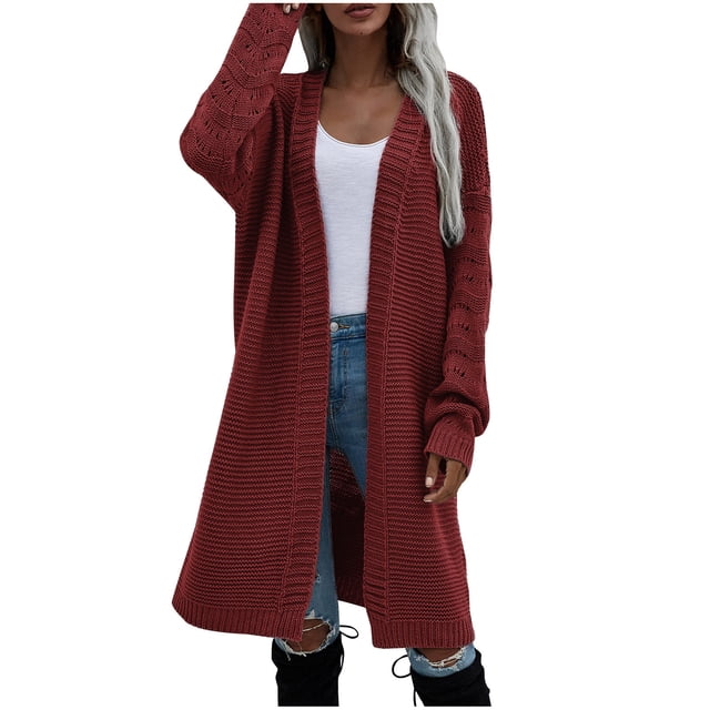 Longs Cardigans pour Femmes Légers Mode Décontractée Longue Couleur Unie Cardigan Tricoté Manteaux d'Hiver pour Femmes Mode Longs Manteaux pour Femmes Mode