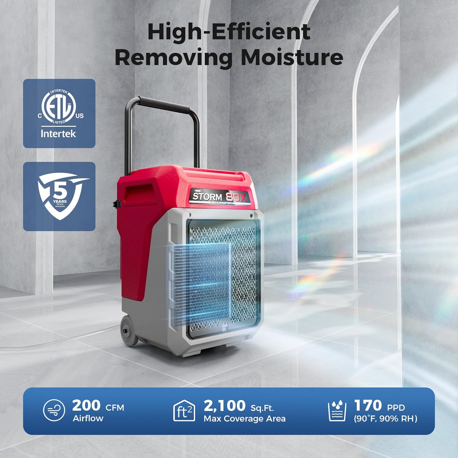 ALORAIR  Commercial Dehumidifier 170 Pints LGR Dehumidifier with Pump & Drain Hose, Portable Insutrial Dehumidifier for Basments, Home, Job Sites, Fit for 2,100 Sq.Ft Space with Wheels