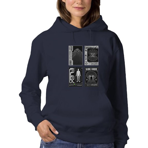 Modern Trendy Techno Prints Hoodie Women -Image by Shutterstock, Female Medium