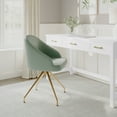 thumbnail image 2 of Martha Stewart Upholstered Stationary Office Chair in Sage/Polished Brass, 2 of 12