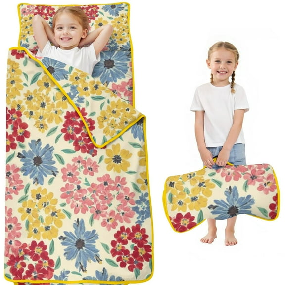 Pioneer Flower Floral Print Pattern Toddler Nap Mats for Kids Preschool,Sleeping Mat Bag or Kids,Toddler Sleeping Bag,Toddler Nap Mat or Daycare