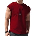 thumbnail image 3 of Débardeur pour Homme Sans Manches d'Entraînement T-Shirts de Musculation Décontractés d'Été Débardeurs Rouge Vin P, 3 of 6