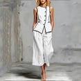 thumbnail image 2 of akafmk 2 Piece Sets for Women Summer Sleeveless Button Top and Pants Sets Vacation Travel Outfits, 2 of 7