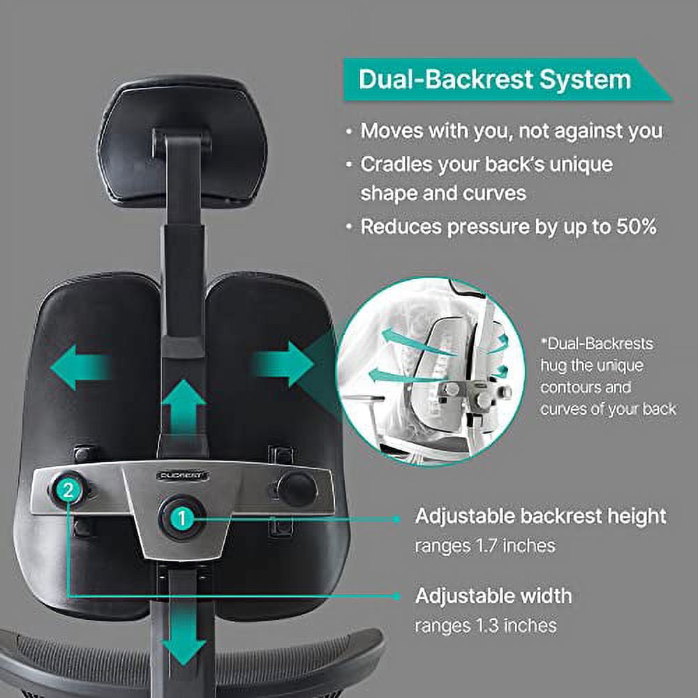 BV Dual Backrests Ergonomic Office Chair, Lumbar Support Office