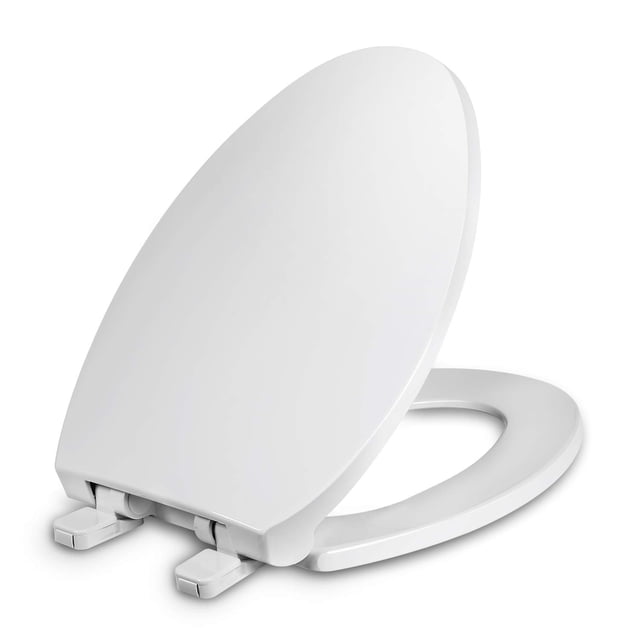 Asiento de inodoro WSSROGY alargado de plástico con cierre suave, blanco